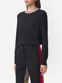 Pulover BURBERRY, Cashmere, Stripe Neckline, Black