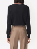 Pulover BURBERRY, Cashmere, Stripe Neckline, Black