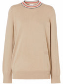 Pulover BURBERRY, Cashmere, Stripe Neckline, Beige