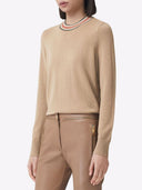 Pulover BURBERRY, Cashmere, Stripe Neckline, Beige