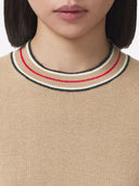 Pulover BURBERRY, Cashmere, Stripe Neckline, Beige