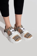 SNEAKERS BURBERRY, Vintage Check-pattern touch-strap sneakers, Beige