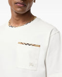 Tricou BURBERRY, "Ryan" T-shirt, Buzunar atasat, Alb