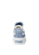 Sneakers Fendi Match, Light blue denim-effect suede platform low-tops