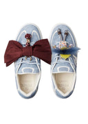 Sneakers Fendi Match, Light blue denim-effect suede platform low-tops