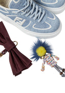 Sneakers Fendi Match, Light blue denim-effect suede platform low-tops