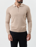 GRAN SASSO  Half Zip Polo-Beige