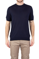 Tricou PAL ZILERI, Regular Fit, Cotton-Silk, Blend Knit, Navy Blue