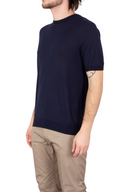 Tricou PAL ZILERI, Regular Fit, Cotton-Silk, Blend Knit, Navy Blue