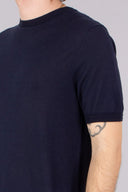 Tricou PAL ZILERI, Regular Fit, Cotton-Silk, Blend Knit, Navy Blue