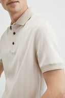 Tricou PAL ZILERI, Knitted Polo, Jacquard Cotton, Natural Beige