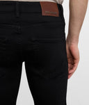 Jeans PAL ZILERI, black cotton and elastane denim with leather badge and metal logo