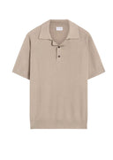Tricou PAL ZILERI, light brown silk and cotton knitted short sleeved polo shirt with buttons