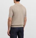 Tricou PAL ZILERI, light brown silk and cotton knitted short sleeved polo shirt with buttons