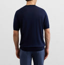 Tricou PAL ZILERI, navy blue cotton and silk lyocell jersey knit t shirt