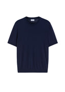 Tricou PAL ZILERI, navy blue cotton and silk lyocell jersey knit t shirt