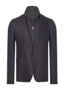 Jacheta GRAN SASSO, Pinstripe jacket with removable knit bib,blue navy