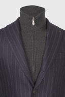 Jacheta GRAN SASSO, Pinstripe jacket with removable knit bib,blue navy