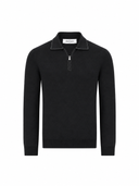 Bluza GRAN SASSO, silk and wool polo, Fermoar atasat, Negru