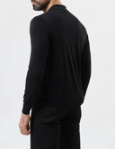 Bluza GRAN SASSO, silk and wool polo, Fermoar atasat, Negru