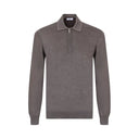 Bluza GRAN SASSO, silk and wool polo, Fermoar atasat, Gri