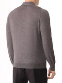 Bluza GRAN SASSO, silk and wool polo, Fermoar atasat, Gri