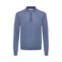 Bluza GRAN SASSO, silk and wool polo, Fermoar atasat, Albastru