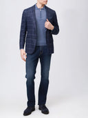Bluza GRAN SASSO, silk and wool polo, Fermoar atasat, Albastru