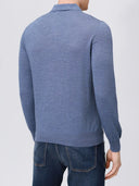 Bluza GRAN SASSO, silk and wool polo, Fermoar atasat, Albastru