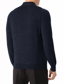 Bluza GRAN SASSO, silk and wool polo, Fermoar atasat, Bleumarin