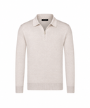 Bluza GRAN SASSO, silk and wool polo, Fermoar atasat, Crem