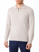 Bluza GRAN SASSO, silk and wool polo, Fermoar atasat, Crem