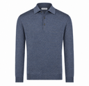 Bluza GRAN SASSO, silk and wool polo, Bleumarin