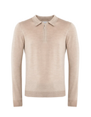 Bluza GRAN SASSO, silk and wool polo, Fermoar atasat, Bej