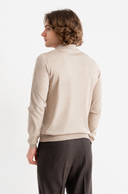 Bluza GRAN SASSO, silk and wool polo, Fermoar atasat, Bej