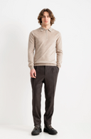 Bluza GRAN SASSO, silk and wool polo, Fermoar atasat, Bej