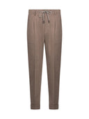 Pantaloni GRAN SASSO, Flanel cu pliuri, Maro