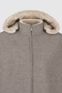 Jacheta GRAN SASSO,Zip-up jacket with hood in flannel and eco fur