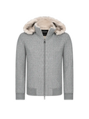 Jacheta GRAN SASSO,Zip-up jacket with hood in flannel and eco fur