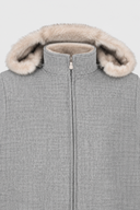 Jacheta GRAN SASSO,Zip-up jacket with hood in flannel and eco fur