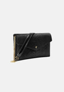 Geanta ELISABETTA FRANCHI, Velvet shoulder bag with crocodile print, Negru