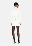 Sacou ELISABETTA FRANCHI, Lightweight crêpe jacket with laces, Alb