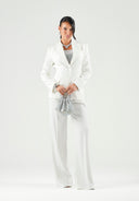 Sacou ELISABETTA FRANCHI, Lightweight crêpe jacket with laces, Alb