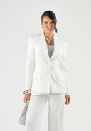 Sacou ELISABETTA FRANCHI, Lightweight crêpe jacket with laces, Alb
