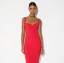 Rochie ELISABETTA FRANCHI, Technical fabric dress, Rosu