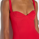 Rochie ELISABETTA FRANCHI, Technical fabric dress, Rosu