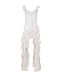 Rochie ELISABETTA FRANCHI, georgette-fabric with feather-print, Alb