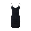 Rochie ELISABETTA FRANCHI, Mini dress in crêpe jersey fabric with draping, Negru