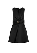 Rochie ELISABETTA FRANCHI, Duchess satin dress with jewel detail, Negru