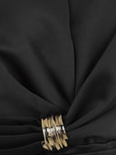 Rochie ELISABETTA FRANCHI, Duchess satin dress with jewel detail, Negru